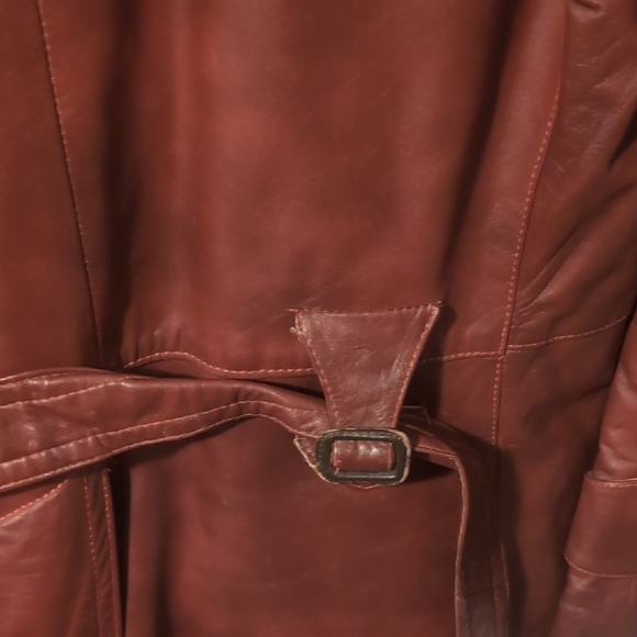 Men's Brown Vintage Leather Trench Coat By Victoria Leather - Picture 13 of 14